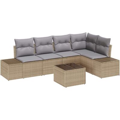 Vidaxl Garden Sofa Set - Modular Outdoor Rattan 6 Pieces with Cushions Vidaxl Garden Sofa Set - Modular Outdoor Rattan 6 Pieces with Cushions