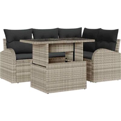 Vidaxl Garden Sofa Set - Modern Light Gray 5-Piece Outdoor Furniture Vidaxl Garden Sofa Set - Modern Light Gray 5-Piece Outdoor Furniture