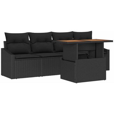 VidaXL Garden Sofa Set - Black Polyrattan - Outdoor Furniture VidaXL Garden Sofa Set - Black Polyrattan - Outdoor Furniture