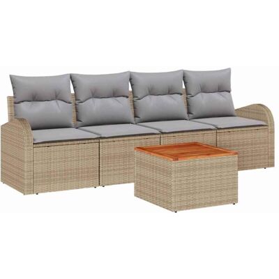 Vidaxl Garden Sofa Set 5 Pieces Beige Synthetic Rattan Modern Design Vidaxl Garden Sofa Set 5 Pieces Beige Synthetic Rattan Modern Design