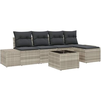 Light Grey Garden Sofa Set - 6 Piece Outdoor Modular Furniture Light Grey Garden Sofa Set - 6 Piece Outdoor Modular Furniture
