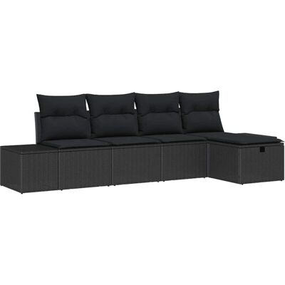 Generic - 5-Piece Poly Rattan Outdoor Sofa - Black - Garden furniture set Generic - 5-Piece Poly Rattan Outdoor Sofa - Black - Garden furniture set