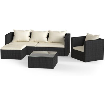 RATTANTREE 5 Seater Garden Furniture Outdoor Rattan Modular Corner Sofa Set New Version Black RATTANTREE 5 Seater Garden Furniture Outdoor Rattan Modular Corner Sofa Set New Version Black