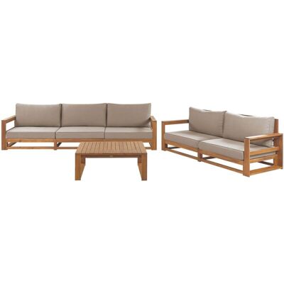 Beliani Garden Sofa Set Light Wood - Modular Outdoor Lounge Beliani Garden Sofa Set Light Wood - Modular Outdoor Lounge