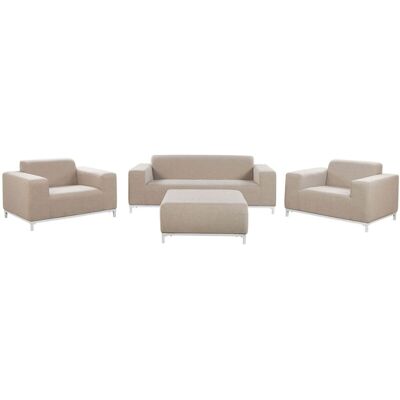 Beliani Garden Sofa Set Beige Fabric Upholstery White Aluminium Legs - Garden Sofa Set Beliani Garden Sofa Set Beige Fabric Upholstery White Aluminium Legs - Garden Sofa Set