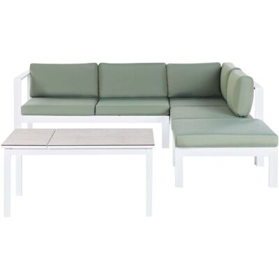 Beliani Garden Set - Modern Aluminum 5-Seater with Glass Table Beliani Garden Set - Modern Aluminum 5-Seater with Glass Table