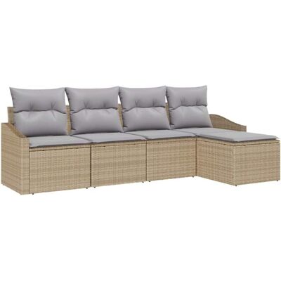 Beige Garden Dining Set - 5 Pieces, Natural Rattan, Outdoor Beige Garden Dining Set - 5 Pieces, Natural Rattan, Outdoor