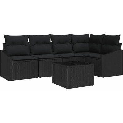 Vidaxl Black Garden Sofa Set - 6 Pieces, Modern & Weather-Resistant Vidaxl Black Garden Sofa Set - 6 Pieces, Modern & Weather-Resistant