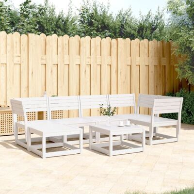vidaXL Garden Sofa Set 6 Piece Outdoor Sofa Corner Sofa White Solid Wood Pine - Garden Sofa Set vidaXL Garden Sofa Set 6 Piece Outdoor Sofa Corner Sofa White Solid Wood Pine - Garden Sofa Set