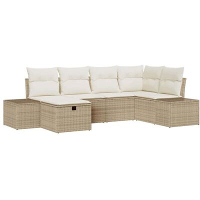 VidaXL 6-piece Garden Sofa Set Beige Rattan VidaXL 6-piece Garden Sofa Set Beige Rattan
