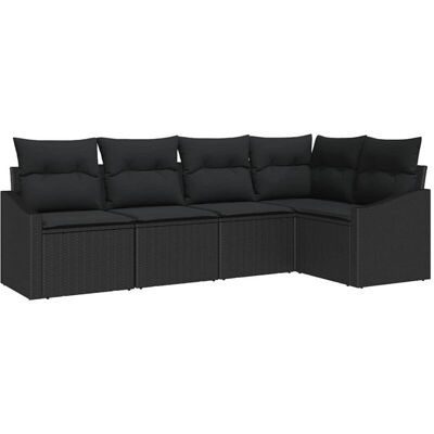 Vidaxl Garden Sofa Set 5-Piece Black Poliratán Vidaxl Garden Sofa Set 5-Piece Black Poliratán