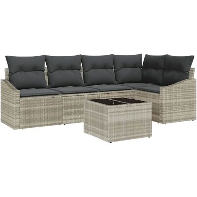 Vidaxl Garden Sofa Set - 6-piece Gray Poly Rattan Outdoor Furniture Vidaxl Garden Sofa Set - 6-piece Gray Poly Rattan Outdoor Furniture