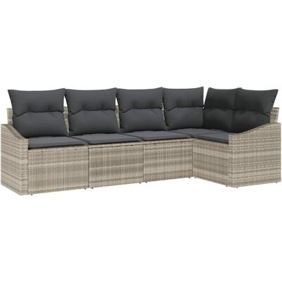 VidaXL Garden Sofa Set - Modern Light Gray, Cushions, Modular VidaXL Garden Sofa Set - Modern Light Gray, Cushions, Modular
