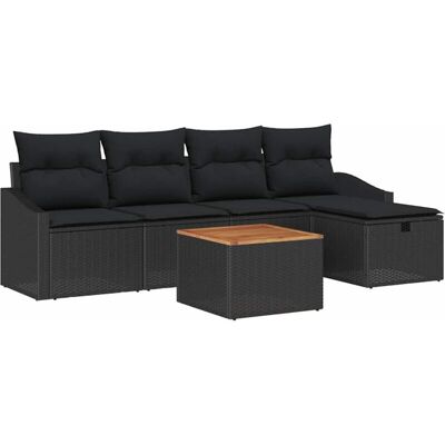 Generic - 6-Piece Poly Rattan Sofa Set - Black - Poly Rattan - Outdoor Furniture Set Generic - 6-Piece Poly Rattan Sofa Set - Black - Poly Rattan - Outdoor Furniture Set