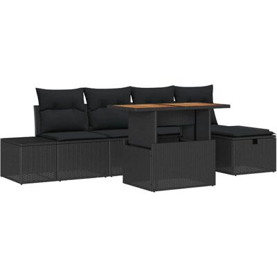 Vidaxl - 6-Piece - Black Poly Rattan - Garden Set Vidaxl - 6-Piece - Black Poly Rattan - Garden Set