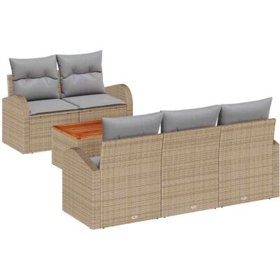 VidaXL Garden Sofa Set 6-Piece Beige Modern Outdoor Furniture VidaXL Garden Sofa Set 6-Piece Beige Modern Outdoor Furniture