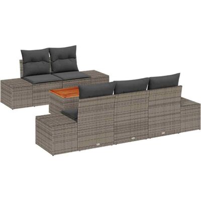 H&M Modern Outdoor Grey Rattan 6-Piece Sofa Set H&M Modern Outdoor Grey Rattan 6-Piece Sofa Set