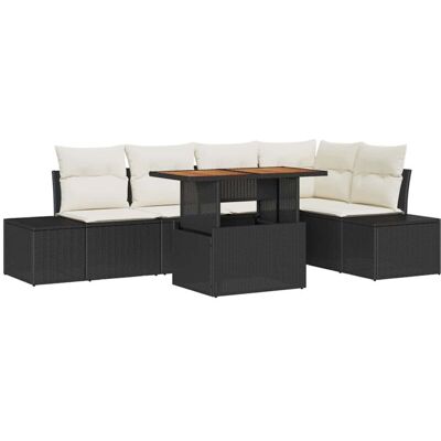 Black Garden Sofa Set 6 Pieces - Outdoor Furniture Black Garden Sofa Set 6 Pieces - Outdoor Furniture