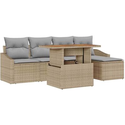 Vidaxl Garden Sofa Set - Weather-resistant Synthetic Rattan, Beige, 6 Seats Vidaxl Garden Sofa Set - Weather-resistant Synthetic Rattan, Beige, 6 Seats