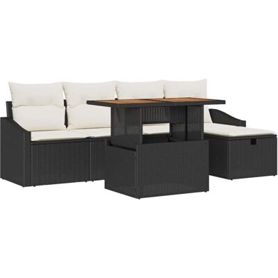 Vidaxl Garden Sofa Set - 6-Piece Modern Rattan Outdoor Couch with Cushions Vidaxl Garden Sofa Set - 6-Piece Modern Rattan Outdoor Couch with Cushions