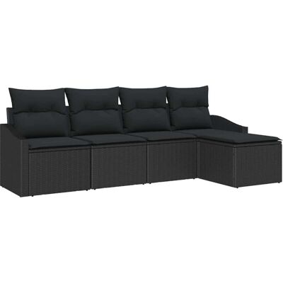 Vidaxl Garden Sofa Set - Weatherproof Black Ratán, Polyester Cushions Vidaxl Garden Sofa Set - Weatherproof Black Ratán, Polyester Cushions