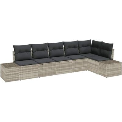vidaXL Garden Sofa Set 6-Piece Light Gray Poliratán vidaXL Garden Sofa Set 6-Piece Light Gray Poliratán