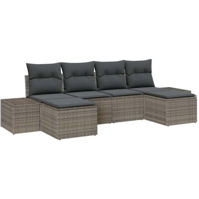 VidaXL Garden Sofa Set - 6-Piece, Gray, Modern, Rectangular VidaXL Garden Sofa Set - 6-Piece, Gray, Modern, Rectangular