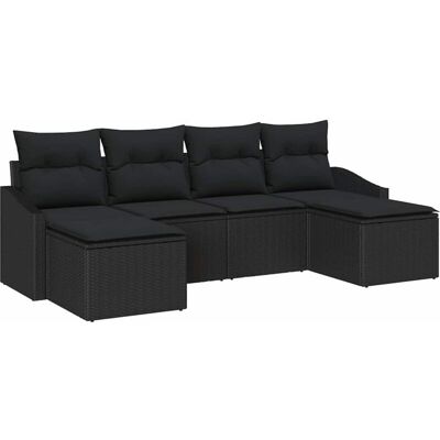 Vidaxl Garden Sofa Set - Modern Black Rectangular 6-Piece Vidaxl Garden Sofa Set - Modern Black Rectangular 6-Piece
