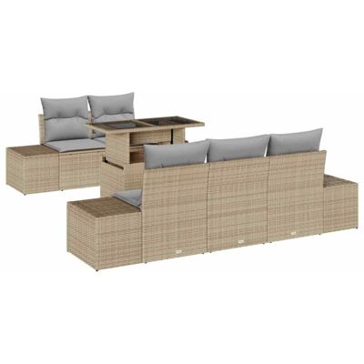 Beige Garden Sofa Set - Modular, Weather-Resistant - Outdoor 6-Piece Beige Garden Sofa Set - Modular, Weather-Resistant - Outdoor 6-Piece