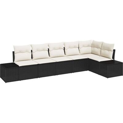 VidaXL Garden Sofa Set 6 pcs Black Poly Rattan VidaXL Garden Sofa Set 6 pcs Black Poly Rattan