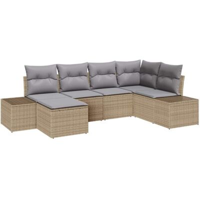 Beige Garden Sofa Set 6 Pieces - Garden Furniture Beige Garden Sofa Set 6 Pieces - Garden Furniture