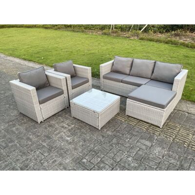 Fimous 6 Seater Light Grey Rattan Garden Sofa Set - Garden Furniture Fimous 6 Seater Light Grey Rattan Garden Sofa Set - Garden Furniture