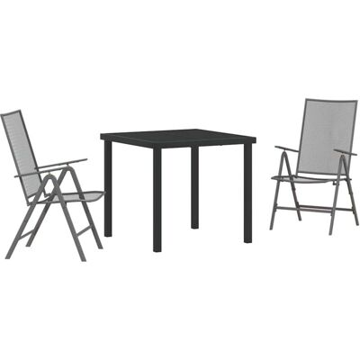 vidaXL Garden Dining Set 3 Pieces Antracite Steel vidaXL Garden Dining Set 3 Pieces Antracite Steel