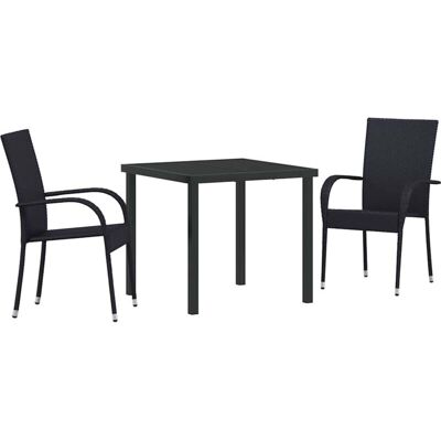 Vidaxl Garden Dining Set - 3 Piece Black - Durable Outdoor Furniture Vidaxl Garden Dining Set - 3 Piece Black - Durable Outdoor Furniture