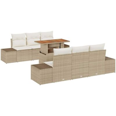 Vidaxl - 7P Garden Set - Beige cushions - Outdoor dining Vidaxl - 7P Garden Set - Beige cushions - Outdoor dining