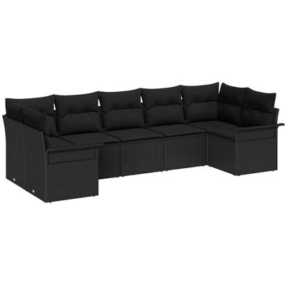 Vidaxl Garden Sofa Set - 7-Piece Black Rattan Vidaxl Garden Sofa Set - 7-Piece Black Rattan