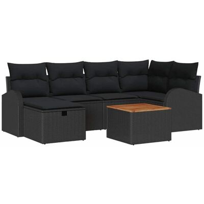 Unknown - 7P Sofa Set - Black - Garden furniture set Unknown - 7P Sofa Set - Black - Garden furniture set
