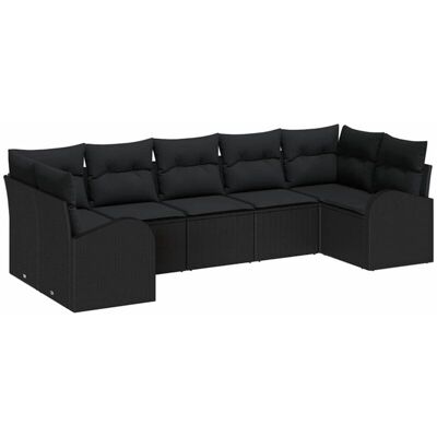 VidaXL Garden Sofa Set 7 Pieces Black VidaXL Garden Sofa Set 7 Pieces Black