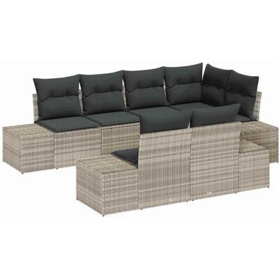 Vidaxl Garden Sofa Set - 7 Pieces, Light Gray, Modular Vidaxl Garden Sofa Set - 7 Pieces, Light Gray, Modular