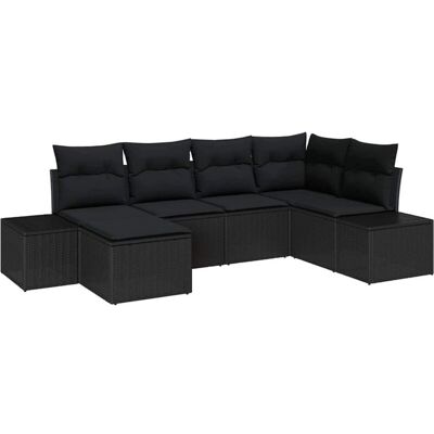 Vidaxl Garden Sofa Set - Modern Stylish Outdoor 6-Piece Black Poly-rattan Vidaxl Garden Sofa Set - Modern Stylish Outdoor 6-Piece Black Poly-rattan