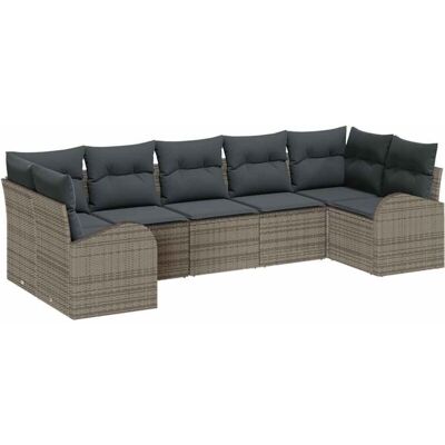 Vidaxl Garden Sofa Set 7 Pieces Dark Gray Modern Rattan - Garden Sofa Set Vidaxl Garden Sofa Set 7 Pieces Dark Gray Modern Rattan - Garden Sofa Set