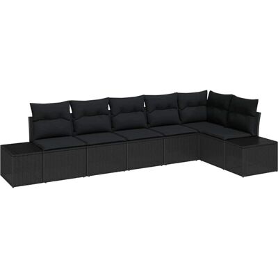 Vidaxl Garden Sofa Set 6 Pcs Black Poliratán Modern Rectangular Vidaxl Garden Sofa Set 6 Pcs Black Poliratán Modern Rectangular
