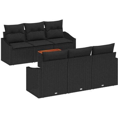 Black Garden Sofa Set 7-Piece Modern Rattan - Garden Furniture Black Garden Sofa Set 7-Piece Modern Rattan - Garden Furniture