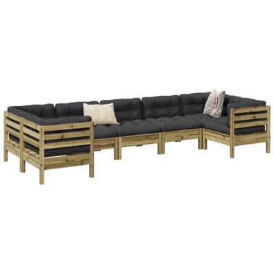 vidaXL Garden Sofa Set 7 Piece with Cushions Corner Sofa - Garden Sofa Set vidaXL Garden Sofa Set 7 Piece with Cushions Corner Sofa - Garden Sofa Set