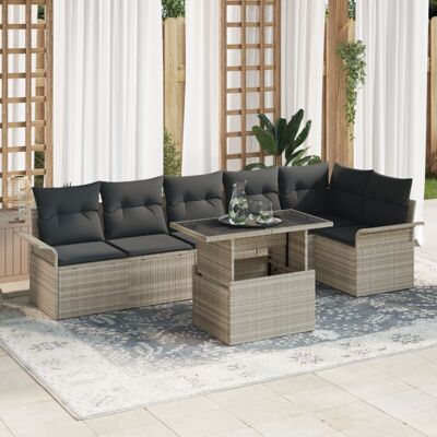 Beige Garden Sofa Set - Modular 7-Piece Outdoor Furniture Beige Garden Sofa Set - Modular 7-Piece Outdoor Furniture