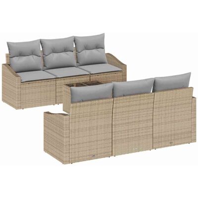 Beige Natural Rattan Garden 7-Piece Sofa Set - Garden Furniture Beige Natural Rattan Garden 7-Piece Sofa Set - Garden Furniture