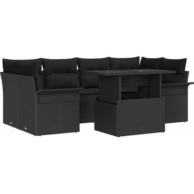 Vidaxl Garden Sofa Set - Black Rattan 7-Piece Stylish Outdoor Furniture Vidaxl Garden Sofa Set - Black Rattan 7-Piece Stylish Outdoor Furniture