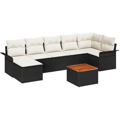 Poly Rattan Acacia 8-Piece Garden Sofa Set - Outdoor Furniture Poly Rattan Acacia 8-Piece Garden Sofa Set - Outdoor Furniture