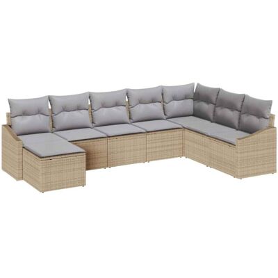 Vidaxl Garden Sofa Set - 8 Piece Beige Synthetic Rattan L-Shaped Vidaxl Garden Sofa Set - 8 Piece Beige Synthetic Rattan L-Shaped