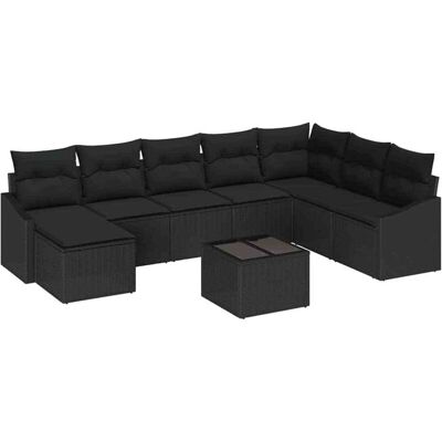Vidaxl Garden Sofa Set - Weatherproof Beige Poly Rattan - 9 Pieces Vidaxl Garden Sofa Set - Weatherproof Beige Poly Rattan - 9 Pieces
